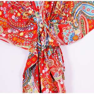 Kaftan pour femmes 100% coton, fait main, robe longue maxi à imprimé floral, robe de plage confortable, style hippie - Product Image 3