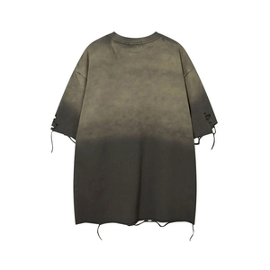 Camiseta de lavado ácido desgastado Vintage personalizada de alta calidad para hombres 100% algodón cuello redondo ropa de calle de gran tamaño Boxy Drop Shoulder - Product Image 2