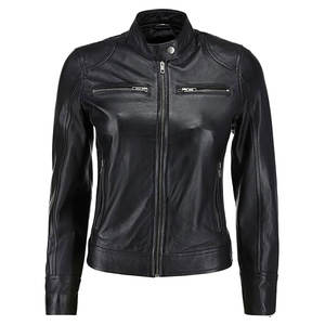 <b>Real</b> Lambskin <b>Leather</b> <b>Jacket</b> <b>for</b> <b>Women</b> Soft Cafe Racer Moto <b>Jacket</b> Premium Genuine <b>Leather</b> Biker and Casual Outerwear - Product Image 1