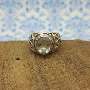 Élégante bague de fiançailles moderne en argent faite à la main cristal Quartz pierre à facettes vente chaude en gros Stock Inde idée cadeau parfaite - Product Image 4