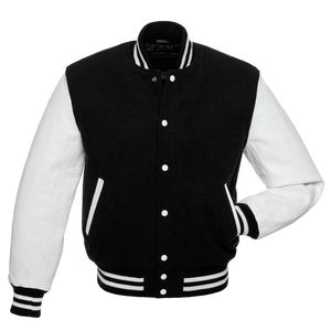 Chaqueta Varsity de Invierno con Logotipo Personalizado para Hombre y Mujer, Cuerpo de Lana, Mangas de Cuero, Estilo Béisbol Universitario - Product Image 3