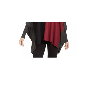 Maglione Poncho a Collo Alto Colorblock da Donna Alfani, Taglia Media, Rosso Scuro, per la Stagione Autunnale - Product Image 3