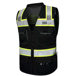 Customized Black Reflective Safety <b>Vest</b> with Pockets Custom Color Fluorescent Visibility safety jacket Work Class 2 <b>running</b> <b>Vest</b> - Product Image 2