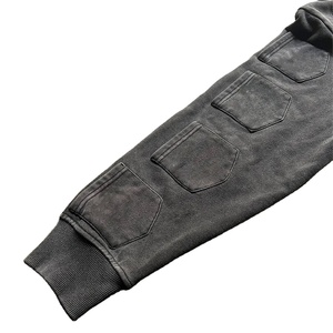 Wholesale Heavyweight Street <b>Personalised</b> Custom Logo Acid Wash Pockets <b>Top</b> Treading New Design Oversized Unique Zipper Hoodies - Product Image 5