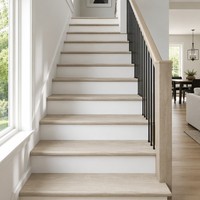 Marchepied d'escalier stratifié ignifuge B1, noyau HDF, installation rapide pour projets d'appartements, exportation vers l'Australie et les États-Unis