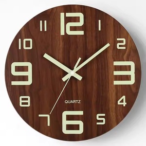 Reloj de pared redondo artesanal H.M.A con esfera de madera, diseño Art Deco para decoración de cabina de oficina en casa - Product Image 4