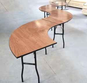 Table de restaurant en acier inoxydable et bois contemporain en forme de S pour 8 personnes, idéale pour Diwali, Noël et les fêtes - Product Image 1