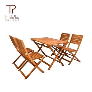 เก้าอี้โต๊ะทำจากไม้จริงพับได้ทำจากไม้อะคาเซียสำหรับรับประทานอาหารกลางแจ้งโรงแรมวิลล่าร้านกาแฟร้านอาหารห้องครัว - Product Image 4