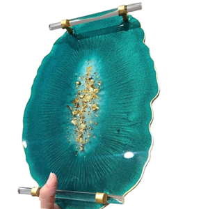 Set of Two Resin Decorative Serving Tray Attractive Tray for Home <b>Kitchen</b> Dining <b>Table</b> <b>High</b> on Demand Resin Trays - Product Image 4