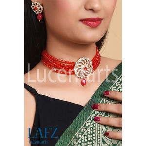 Indian Wholesale <b>Wedding</b> Wear Women Gold Plated Crystal Choker Necklace <b>Set</b> <b>for</b> Women - Product Image 1