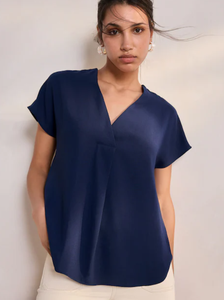 Blusa con cuello en V y manga corta para mujer de Bangladesh con logotipo de marca personalizado liso multicolor bajo MOQ informal de ajuste relajado - Product Image 3