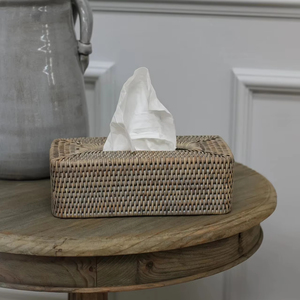 กล่องทิชชู่หวายฟอกสีเทากล่องใส่ของแฮนด์เมดเป็นมิตรกับสิ่งแวดล้อมของตกแต่งบ้านและบ้านจากเวียดนาม - Product Image 5