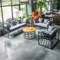 Venta caliente Hogar y sala de estar Muebles de metal Juego completo con mesa central Mesa auxiliar Mesa de centro Sofás Espacios de sala de dibujo