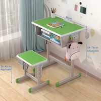 Ensemble bureau et chaise pour enfants avec base en forme de I, compartiment de rangement et hauteur réglable pour l'école