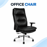 Chaise de bureau de direction en cuir PU noir à dossier haut avec réglage de la hauteur pivotant et base chromée pour espaces de travail professionnels