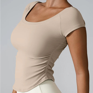 Camiseta de entrenamiento de gimnasio para mujer, camiseta de manga corta ajustada con cuello redondo, Camiseta deportiva para Fitness, camisetas para mujer al aire libre - Product Image 2