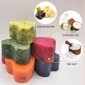 Etiqueta privada al por mayor exfoliante corporal sólido 100g manteca de cacao aceite de coco sal marina nutritiva hidratante exfoliante