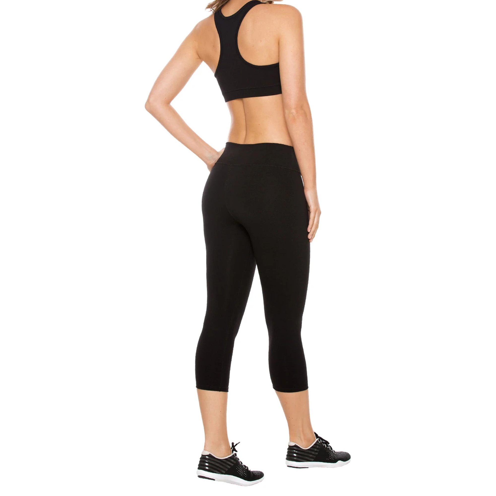 Women Gym Capri Leggings Seamed Breathable 4 Way Stretch Yoga Pants Comfortable Mid Waist Workout Tights for Running Fitness