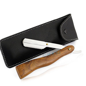 <b>Wooden</b> Handle Replaceable Straight razor Blades Cutthroat razor Custom Barber Straight blade <b>shaving</b> razors suppliers - Product Image 5