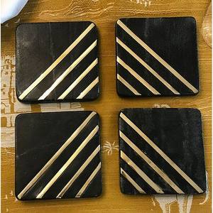 Marble Tea Coaster Tile Flower Luxury Tea Cup Stone Coaster Marble Stone & Metal Inlay Cup Coasters Custom Size - Product Image 4