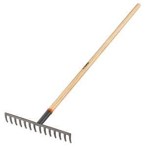 Râteau droit Truper R-14M à 14 dents avec manche en bois de 54 pouces et tête en acier pour un nettoyage efficace du jardin - Product Image 1