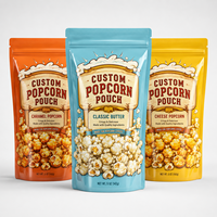 Pochette Sur Pied Personnalisée Logo Bleu Matériau CPE PE Impression Héliogravure Sac Scellé à Glissière pour Aliments pour Animaux & Pop-corn Vente