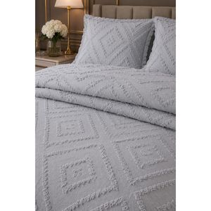 Luxury Woven Double Bed Quilt <b>Set</b> in Grey - Product Image 3