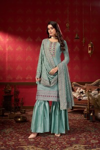 독점 인도 디자이너 파키스탄 자수 Salwar Kameez 웨딩 파티 정장 여성 도매 속도 고품질 드레스 - Product Image 4