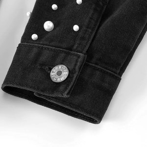 Nouvelle arrivée Veste en jean personnalisée pour homme avec strass Coupe ajustée Style streetwear Veste en jean avec strass - Product Image 5