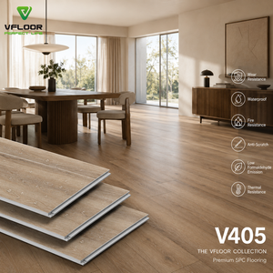 Plancher en vinyle rigide SPC en chêne naturel de qualité supérieure VFLOOR, imperméable, système de clic 5G, rainure en V, résistant à l'usure, qualité commerciale - Product Image 1