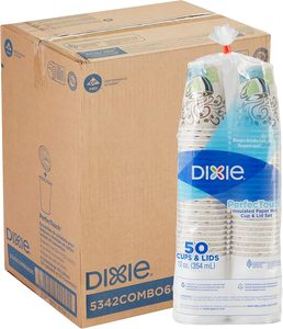 Gobelets à café en papier Dixie PerfecTouch de 12 oz avec couvercles, 300 gobelets et couvercles (50 gobelets et couvercles jetables par paquet, 6 paquets par carton) - Product Image 5