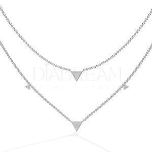 Collier de luxe pour femme en argent 925 avec double triangle et pierre précieuse Moissanite, idéal pour un cadeau de mariage ou d'anniversaire - Product Image 2