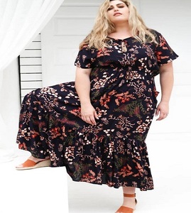 Floral Printed Casual Midi Length <b>White</b> Dress - Product Image 1