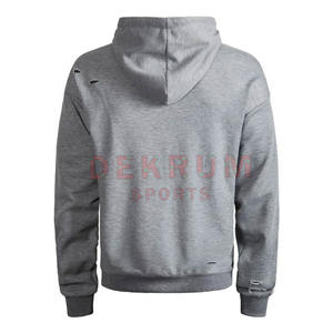 Sudadera desgastada con capucha personalizada para hombre, estilo de diseñador, ropa de calle de invierno con patrón sólido pesado con cremallera y tinte liso - Product Image 2