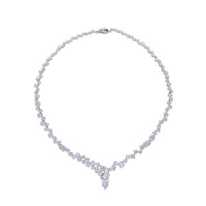 Collar Elegante con Diamante Luminoso de Corte Redondo en Forma de Pera, 29.72 Ct D VVS, Diamante Cultivado en Laboratorio en Oro Blanco de 18K, Regalo de Aniversario de Bodas - Product Image 1