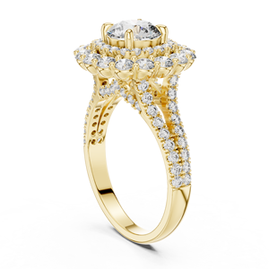 Anillo de Diamante Cultivado en Laboratorio de 1 Quilate a Precio Accesible, Oro Amarillo de 18 Quilates con Baño de Rodio, Regalo de Lujo para San Valentín, Compromiso, Fiesta, Uso Diario, Estilo Halo - Product Image 3