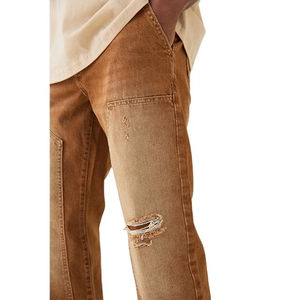 Venta caliente Hombres Acid Wash Jeans Regular Fit Estilo recto Streetwear Moda Hombres Jeans desgastados Pantalones Precio de fábrica Buen precio - Product Image 4