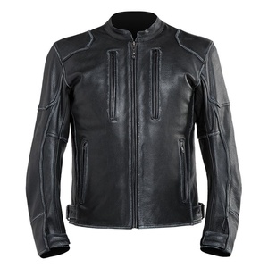 Veste de moto en cuir véritable de haute qualité pour usage extérieur, manches longues, longueur standard. - Product Image 3