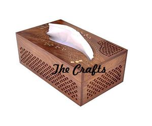 Servilletero de forma Rectangular de madera con caja de pañuelos de la mejor calidad para uso en decoración de fiesta de boda - Product Image 1