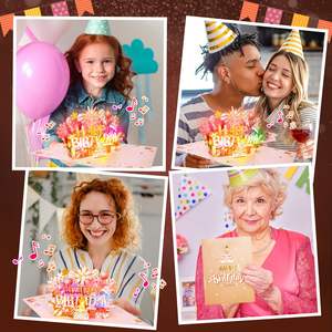 Tarjeta de feliz cumpleaños emergente, vela LED soplable, luz y música, regalos de cumpleaños para mujeres, mamá, esposa, tarjetas de cumpleaños de oro rosa - Product Image 6