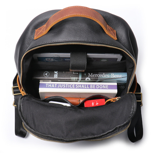 Genuine Leather Minimalist <b>Backpack</b> With Geometric Design And <b>Laptop</b> Compartment Unisex Softback 20-39Litre Capacity - Product Image 5