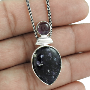 Natural Charoite Amethyst Gemstone Antique Look Classic Pendant 925 Sterling Silver <b>Handmade</b> <b>Jewelry</b> Direct Factory Price India - Product Image 1