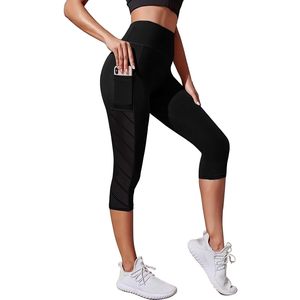 Leggings Capri da donna pantaloni da Yoga da palestra a vita alta con tasche in Spandex/Nylon collant da allenamento per Fitness Running-fornitura ODM - Product Image 2