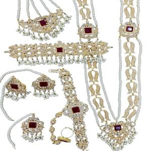 Ensemble de bijoux de mariée classique en acier inoxydable avec strass, en argent, avec collier superposé, boucles d'oreilles et tikka, vente en gros directe d'usine - Product Image 2