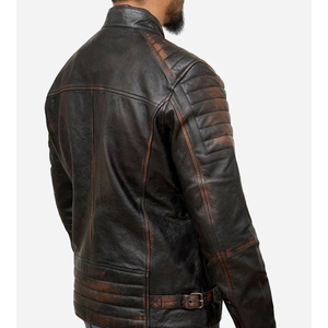 Nouvelle arrivée Veste en cuir de haute qualité pour homme Fabriquée sur mesure avec col montant en toile Prix raisonnables veste pour homme - Product Image 5