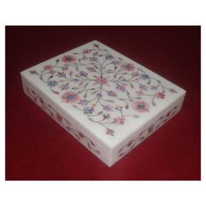Cajas Decorativas de Mármol Blanco Natural con Incrustaciones para Decoración del Hogar y Joyeros con Acabado Fino - Product Image 1