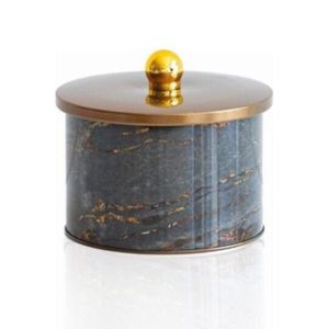 Recipiente redondo de metal dorado y roca de 1,3 L con mango de perilla de Ø 140x100mm Latas de metal elegantes - Product Image 3