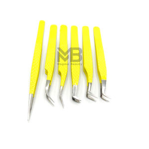 Pinzas de pestañas con logotipo personalizado, puntas plateadas con empuñadura de diamante, pinzas de extensión de pestañas de acero inoxidable japonés, Etiqueta Privada - Product Image 4