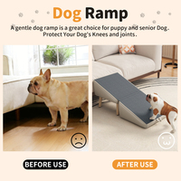 Hellgraue 2-in-1 Faltbare Holz-Hunderampe Geteilte Ottoman-Tierrempfe für Kleine Hunde Katzen Couch Bett