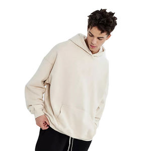 เสื้อมีฮู้ดเปิดไหล่สำหรับผู้ชาย, เสื้อฮู้ดแขนยาวผ้าคอตตอนผ้าโพลีเอสเตอร์สีขาวสำหรับฤดูหนาว - Product Image 3